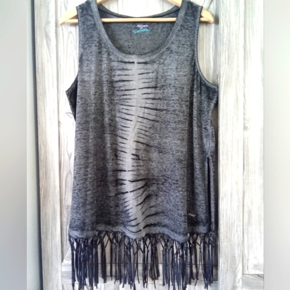 Boho Fringe Grey Sleeveless Tunic Top 18